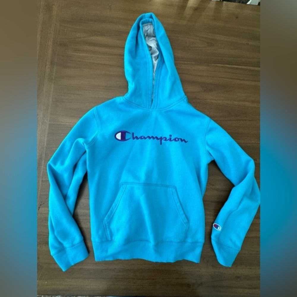 Champion Girls Blue Hoodie Latge
